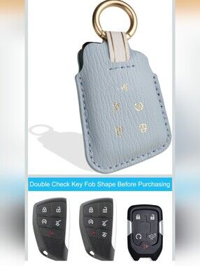 NO-Screws Premium Leather Key Fob Cover, for GMC Yukon Denali Sierra 5 Button